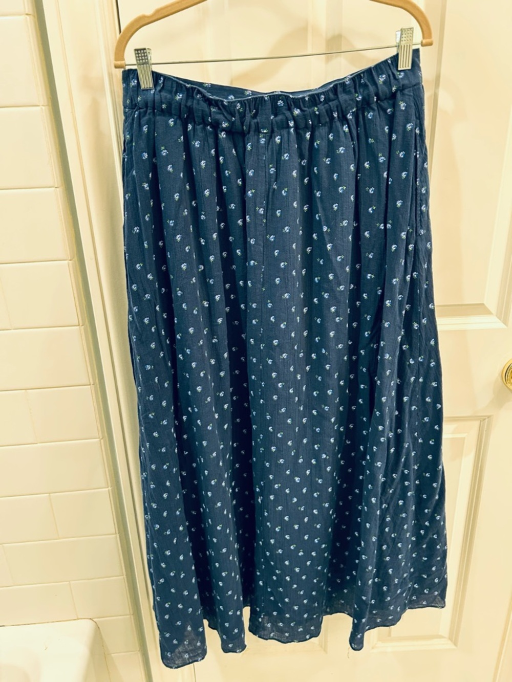 Sold Madewell Matching Set Cotton Blue Floral Smocked Crop Top Maxi Skirt Large - Picture 11 of 16